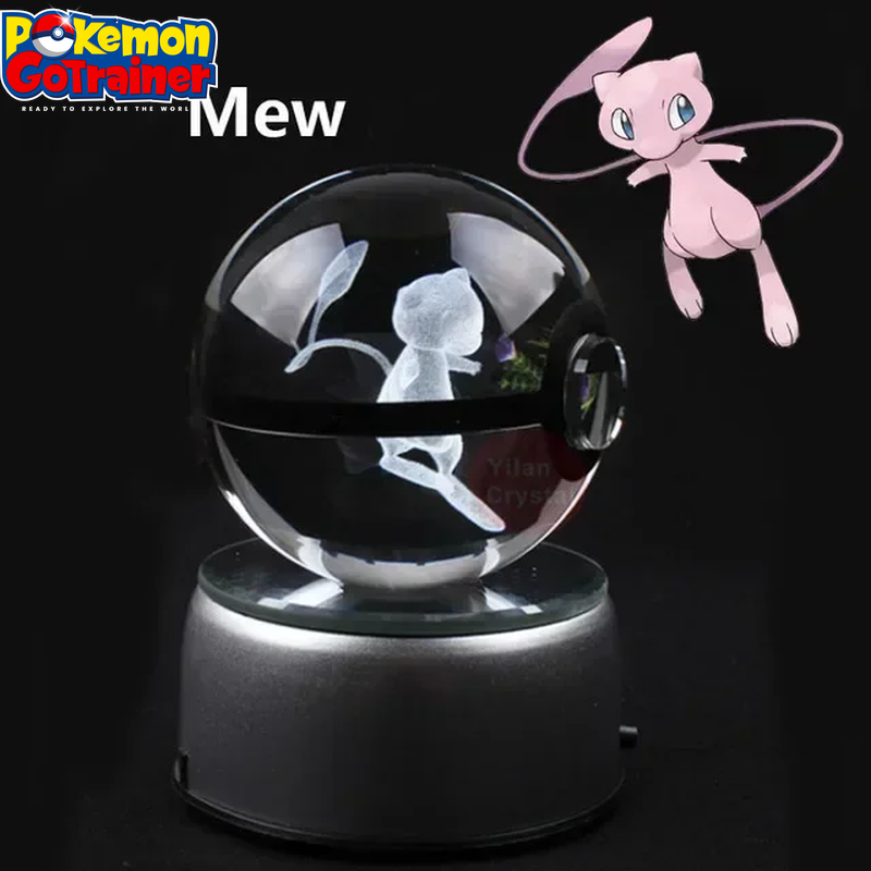 "Charmander 3D Crystal Ball Pokémon Figurine with LED Light Base - Collectible Model Featuring Pikachu and Mewtwo - Ideal Gift for Kids"