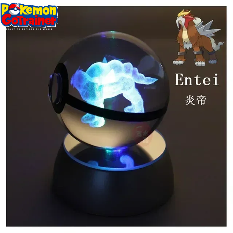 "Charmander 3D Crystal Ball Pokémon Figurine with LED Light Base - Collectible Model Featuring Pikachu and Mewtwo - Ideal Gift for Kids"