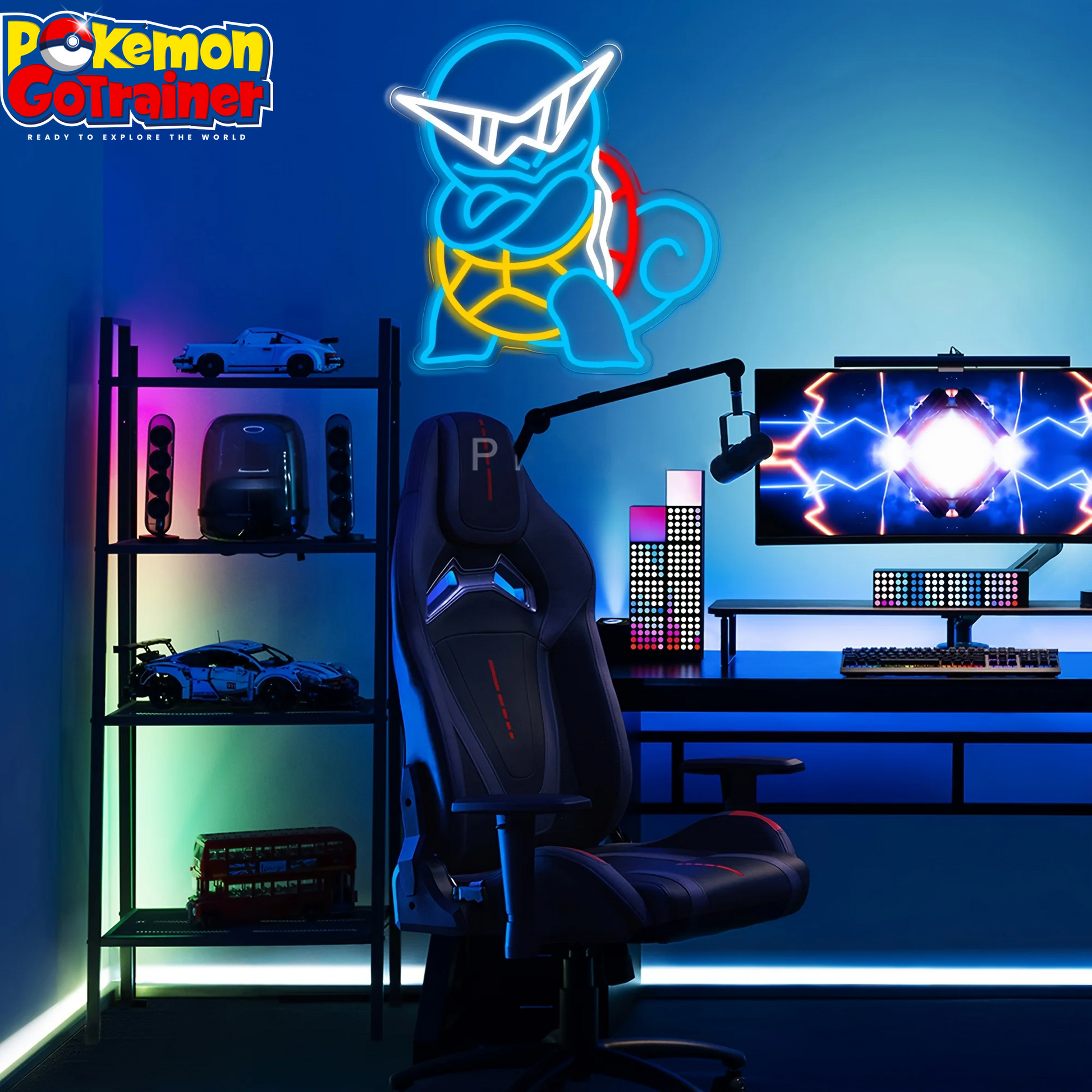 🌟 Light Up Your Space with the Squirtle Anime Neon Sign! 🌟 USB-Powered Night Light for Game Room, Bedroom, Man Cave, Bar, Kids Room, and Club Decor