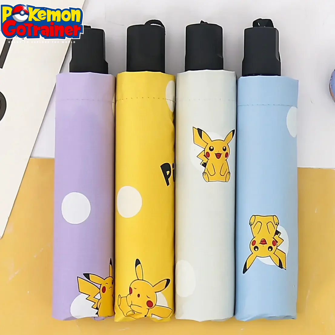 Pikachu Automatic Umbrella Folding Sun Rain or Shine Dual-Use Umbrella Men Women Sunshade Sun Protection UV Protection