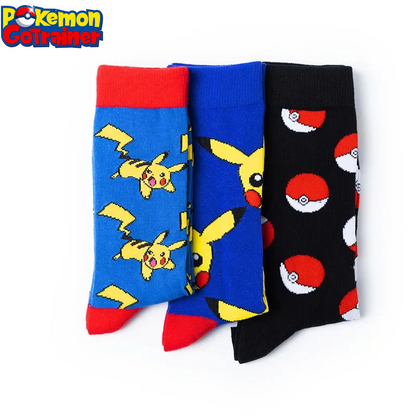 Anime Pokemon Stockings for Men Women Kids Pikachu Action Figure Large Size Elastic Casual Sports Long Socks in Cotton Toys Gift