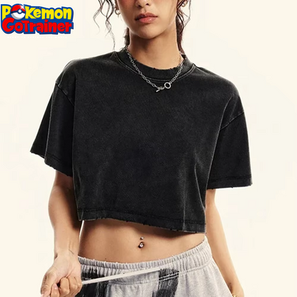 Pokemon Disney Tee Shirt Women'S Summer American Retro Cotton Soft Tees Fitting Loose Short Lovely T Shirt Crop O-Neck Tops