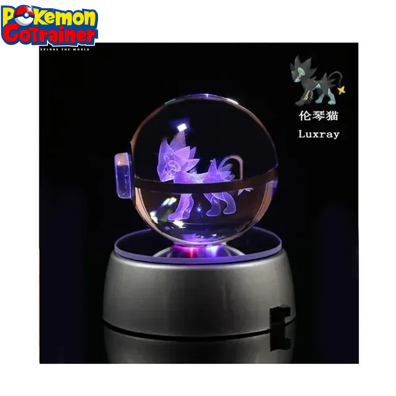 "Charmander 3D Crystal Ball Pokémon Figurine with LED Light Base - Collectible Model Featuring Pikachu and Mewtwo - Ideal Gift for Kids"