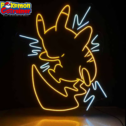 Pikachu Neon LED Wall Lamp - Anime-Inspired Bedroom Decoration and Night Light for Ambience