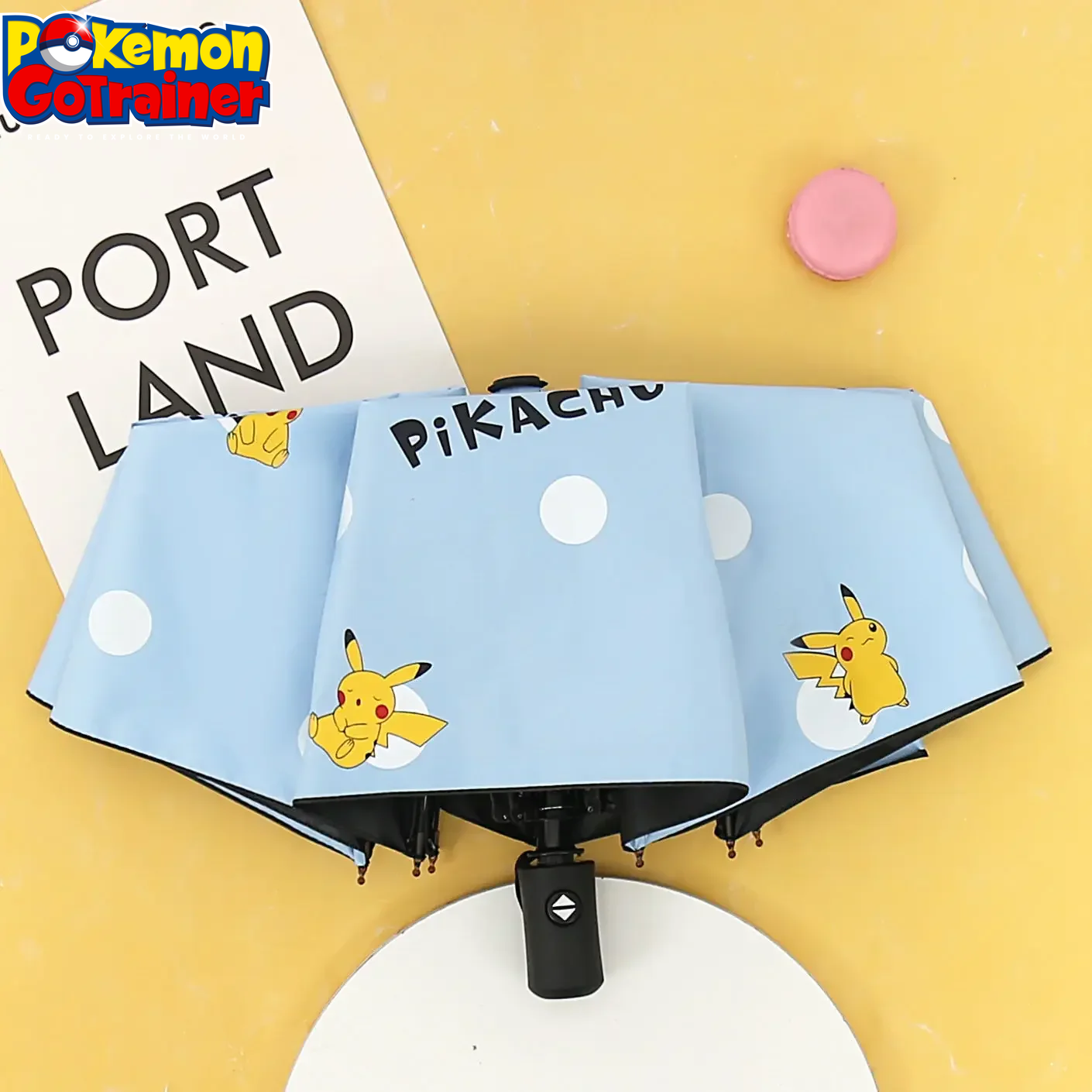 Pikachu Automatic Umbrella Folding Sun Rain or Shine Dual-Use Umbrella Men Women Sunshade Sun Protection UV Protection