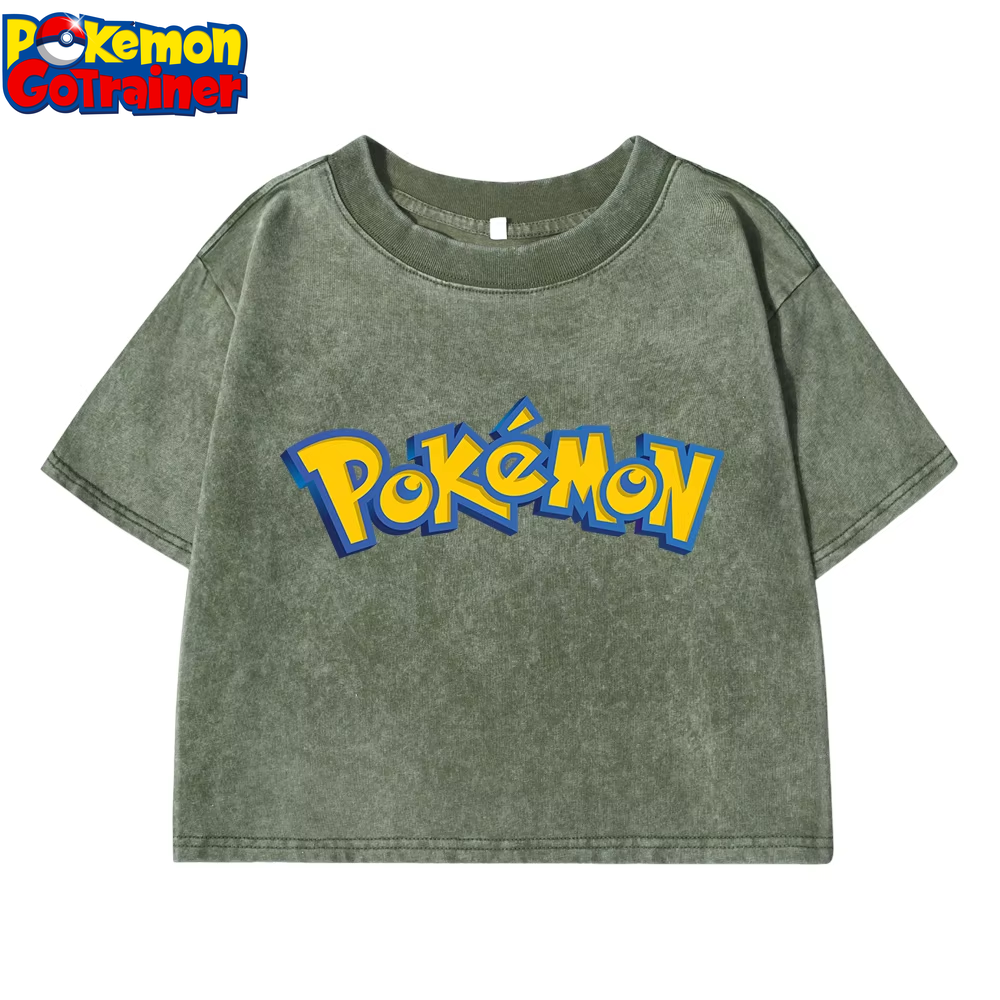 Pokemon Disney Tee Shirt Women'S Summer American Retro Cotton Soft Tees Fitting Loose Short Lovely T Shirt Crop O-Neck Tops