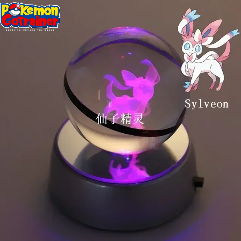 "Charmander 3D Crystal Ball Pokémon Figurine with LED Light Base - Collectible Model Featuring Pikachu and Mewtwo - Ideal Gift for Kids"