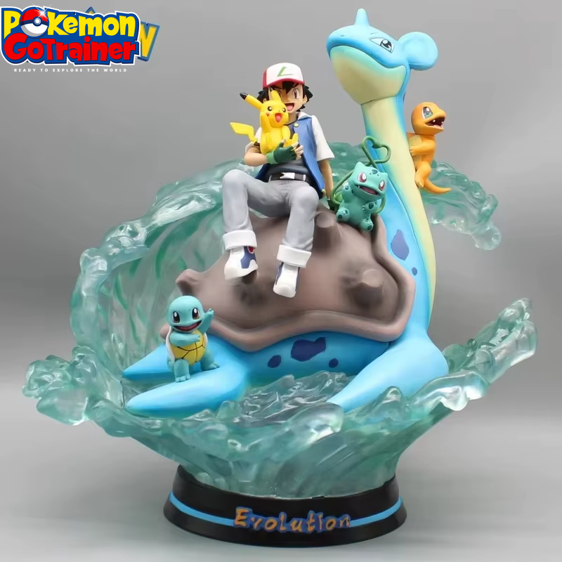 30cm Pokémon Lapras Ash Ketchum Collectible Figure with Pikachu, Squirtle, Charmander, and Bulbasaur - PVC Action Model Toy