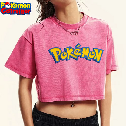 Pokemon Disney Tee Shirt Women'S Summer American Retro Cotton Soft Tees Fitting Loose Short Lovely T Shirt Crop O-Neck Tops