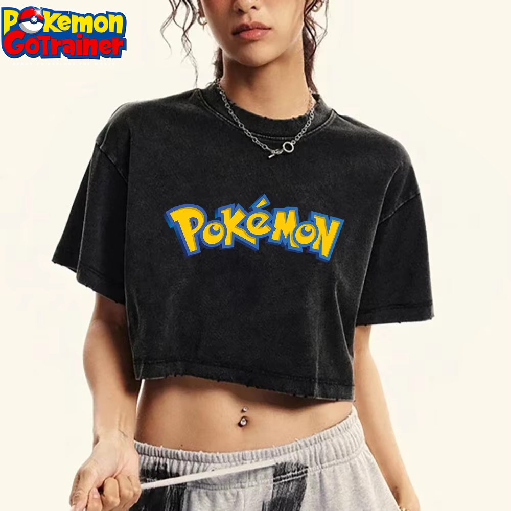 Pokemon Disney Tee Shirt Women'S Summer American Retro Cotton Soft Tees Fitting Loose Short Lovely T Shirt Crop O-Neck Tops