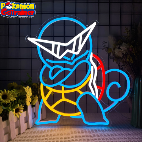 🌟 Light Up Your Space with the Squirtle Anime Neon Sign! 🌟 USB-Powered Night Light for Game Room, Bedroom, Man Cave, Bar, Kids Room, and Club Decor