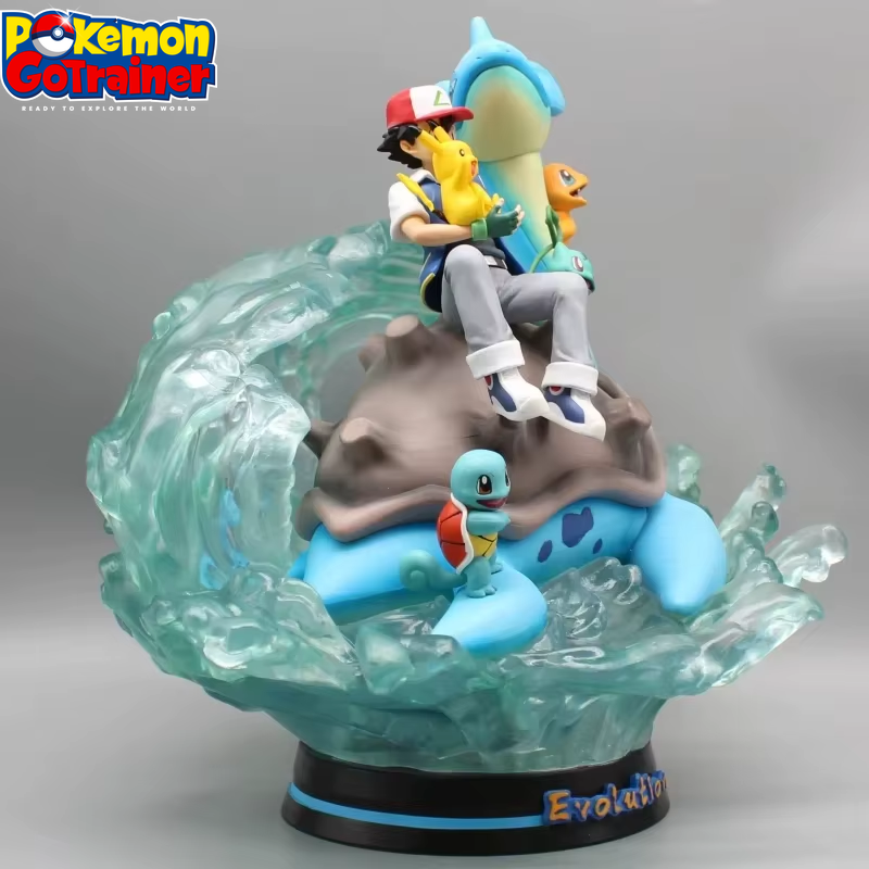 30cm Pokémon Lapras Ash Ketchum Collectible Figure with Pikachu, Squirtle, Charmander, and Bulbasaur - PVC Action Model Toy