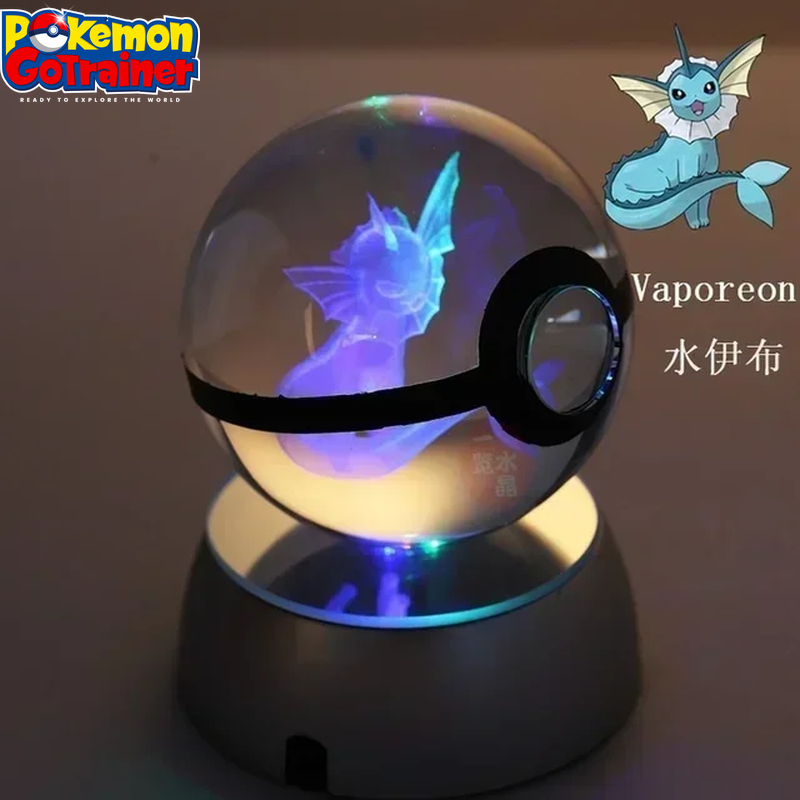 "Charmander 3D Crystal Ball Pokémon Figurine with LED Light Base - Collectible Model Featuring Pikachu and Mewtwo - Ideal Gift for Kids"