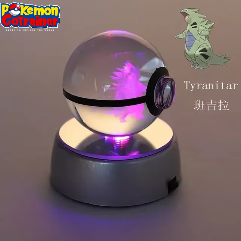 "Charmander 3D Crystal Ball Pokémon Figurine with LED Light Base - Collectible Model Featuring Pikachu and Mewtwo - Ideal Gift for Kids"